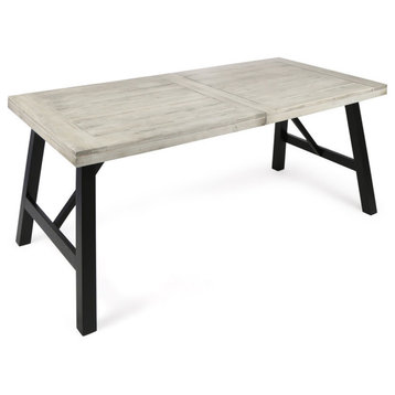 GDF Studio Borocay Outdoor Light Gray Finished Acacia Wood Dining Table