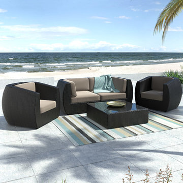 Corliving Seattle Curved 5-Piece Sofa And Chair Patio Set