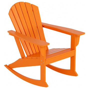 WestinTrends Outdoor Patio Poly Lumber Adirondack Porch Rocking Chair Rocker, Orange