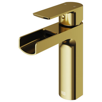 VIGO Ileana Single Hole Bathroom Faucet, Matte Gold