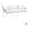 Athos Outdoor 3 Seater Sofa With Latte Rope and Gray Cushions, Light Eucalyptus