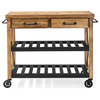 Crosley Furniture Roots Wood 2 Drawer Kitchen Cart in Natural and Black