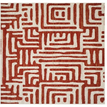 Safavieh Amsterdam Collection AMS106 Rug, Ivory/Terracotta, 6'7" Square
