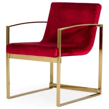 Anglyn Modern Red Velvet Accent Chair