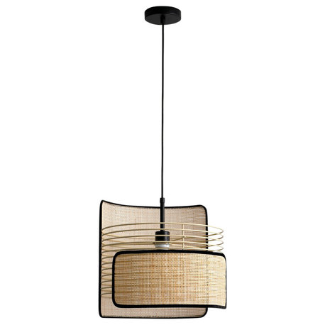 Vidalite Mazal, Boho Bamboo Wicker Single Pendant Light