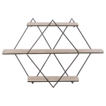 Brown Wood Contemporary Wall Shelf 92188
