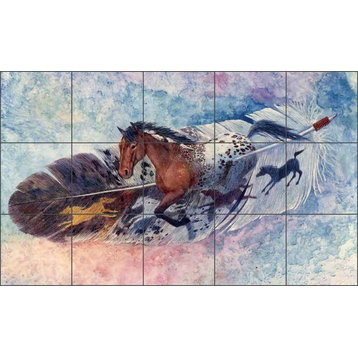Ceramic Tile Mural Backsplash, See Spot Run by Kathy Morrow, 21.25"x12.75"