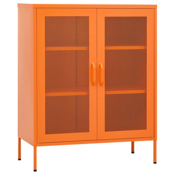 vidaXL Storage Cabinet Orange 31.5" Steel Sideboard Side Cabinet Furniture