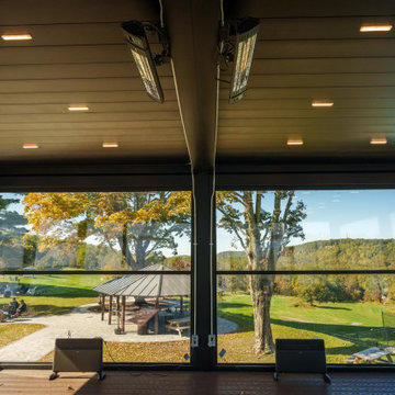 Louvered Aluminium Pergola With Guillotine Window System and Sliding Door