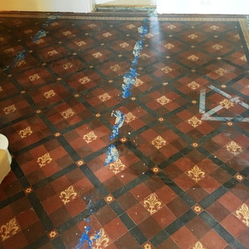 Recently Uncovered Victorian Tiled Hallway Restored to New in Warminster