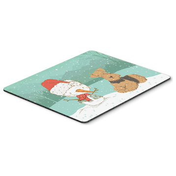 Airedale Terrier Snowman Christmas Mouse Pad