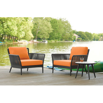 Nette 3-Piece Club Chair and Table Set, Carbon, Tangerine, Ninja