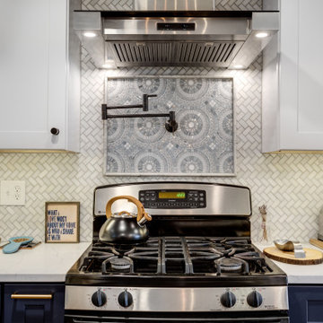 Eclectic White and Blue Kitchen Design Fairfax, VA