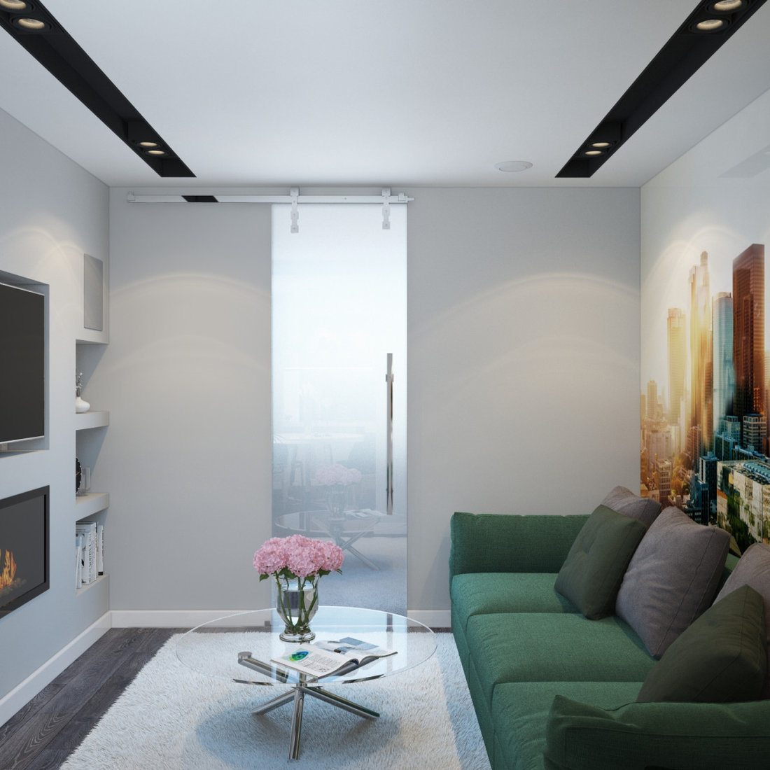 Interior of spacious white studio