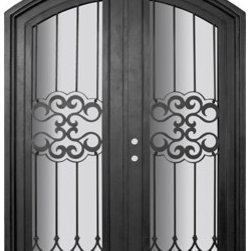 Tivoli 72x96 Arch Top Wrought Iron Double Door 14 Gauge Steel - Front Doors
