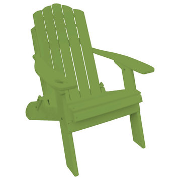 Farmhouse Adirondack Chair, Cup Holder, Tropical Lime Green, Smart Phone Holder