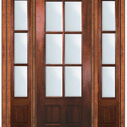 Pre-hung Patio Side lights Door 96 Wood Mahogany 3/4 Lite 6 Lite - Patio Doors