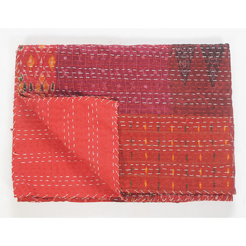 Hippy Vibes Silk and Cotton Kantha Throw Blanket