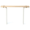 Contemporary Mid Century Minimalist Console Table White Oak Wood Rope Curved Leg