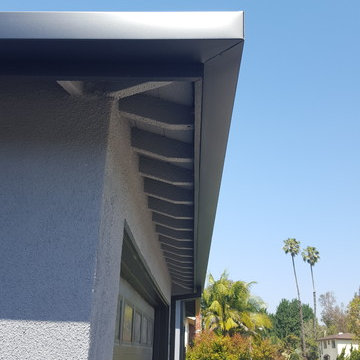 Black Gutters and Downspouts Contemporary Home, West Los Angeles