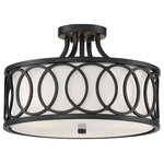 Crystorama - Crystorama 285-MK 3 Light Semi Flush in Matte Black with Silk - The handsome Graham collection designed by Libby Langdon features beautiful metal circular framework. This fixture is just as stunning when you see it from below as it is when you see it head on. The chic interlocking circle pattern allow the intricate metal work to really shine. The light and airy feeling the Graham evokes can accompany any design and be used in any room.