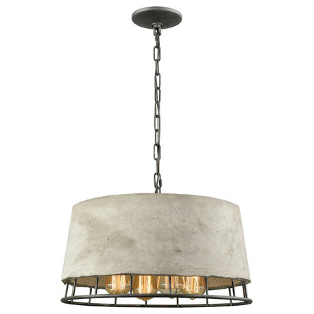 Brocca 4 Light Chandelier, Silverdust Iron