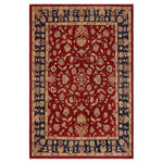 Bareens Designer Rugs - Oriental Ziegler Rachel Red Blue Hand-Knotted Wool Rug - 9'4'' x 11'6'' - Enhance the ambiance of your home with this magnificent Persian-influenced Turkish hand-knotted rug made by skilled artisans capable of creating the most exceptional vegetable dyes and hand-spun wool. This exquisite handmade rug is a one-of-a-kind Peshawar Kafkaz, otherwise identified as Chobi, Chobi Peshawar, Oushak, or Ziegler rug. These handmade rugs are crafted in Pakistan utilizing superior-quality wool imported from Australia, New Zealand, and Korea in two types of weaves: the Persian weave and the Mori weave. This rug is meticulously crafted by hand using the finest natural vegetable dyes extracted from local plants. The artisans use a blend of hand-spun local and fine merino wool, resulting in a rug with a compelling texture, higher lanolin content, and longer staple. The artisans occasionally incorporate natural or artificial silk into the pile to enhance specific motifs. The finished product is an awe-inspiring execution of flawless design and an understated palette that exudes elegance.
