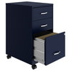 Space Solutions 18in 3 Drawer Metal Mobile Cabinet Ball Bearing Slide Navy