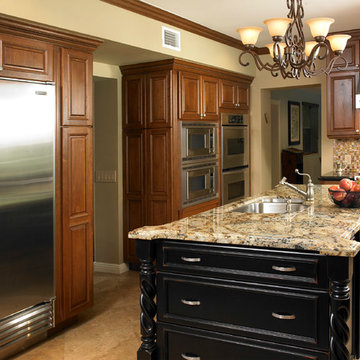 Two Toned Traditional Kitchen Remodel Featuring Granite Countertop