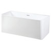Aqua Eden 59" Freestanding Square Acrylic Tub With Drain, White