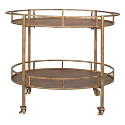 Distressed Metal Serving Cart On Wheels - Products