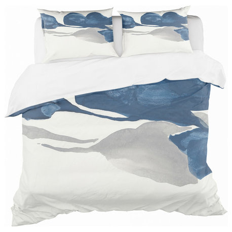 Gouache Sapphire On Gray Iii Duvet Cover Set, King