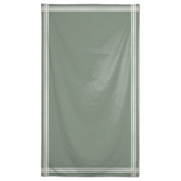 Striped Border Linen Green 58x102 Tablecloth