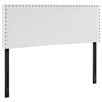 Modern Contemporary Urban Bedroom Full Size Headboard, White, Faux Leather