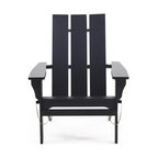 Arian Outdoor Acacia Wood Foldable Adirondack Chair, Black