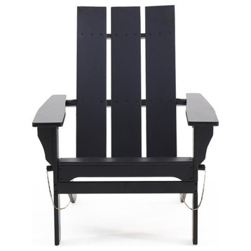 Arian Outdoor Acacia Wood Foldable Adirondack Chair, Black