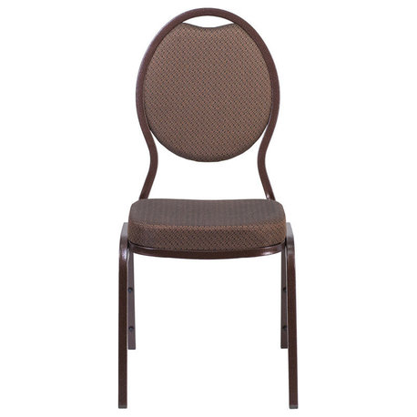 Hercules Series Teardrop Back Stacking Banquet Chair Brown Patterned/Copper Vein