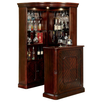 Furniture of America Myron Traditional 2-Piece Wood Home Bar Set in Cherry