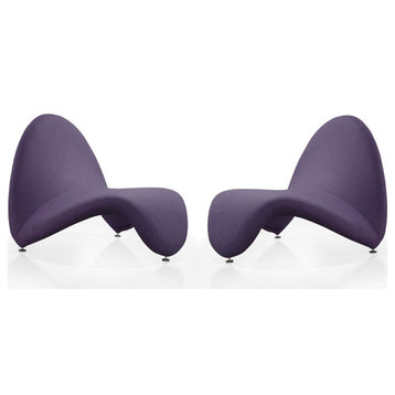 Manhattan Comfort MoMa Wool Blend Accent Chair, Purple, Set of 2