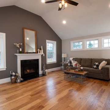 Family Room with Vaulted Ceilings and Fireplace