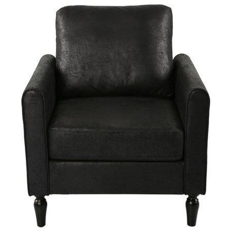 Bunny Contemporary Club Chair With Plush Microfiber Cushions, Black