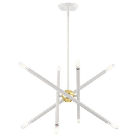 Livex Lighting Soho 8 Light White With Polished Brass Accents Chandelier