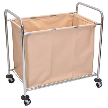 Luxor Laundry Cart With Steel Frame and Tan Canvas Bag
