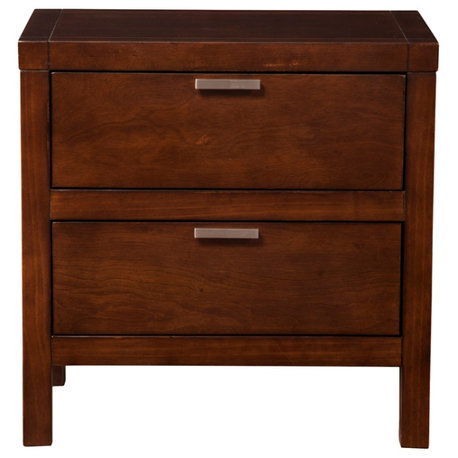 Alpine Furniture Carmel Wood 2 Drawer Nightstand in Cappuccino (Brown)