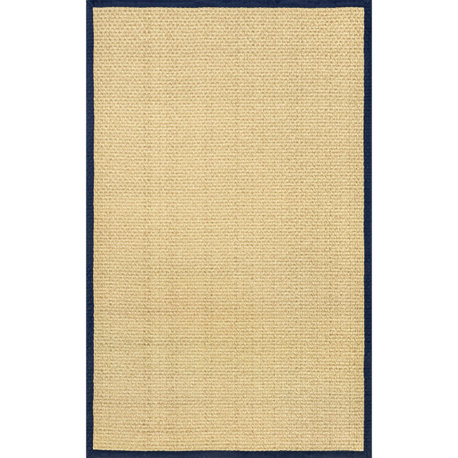 Nuloom Meena Faux Seagrass Bordered Outdoor Rug, Navy 9' x 12'