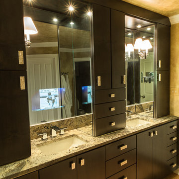 Master Bath with TV behind mirror
