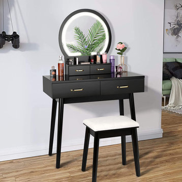 Modern Makeup Vanity with Lights and 4 Drawers for Bedroom