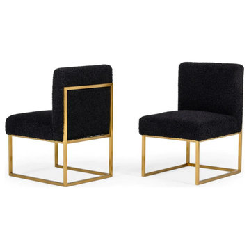 Jared Glam Black and Gold Fabric Chair, Set of 2
