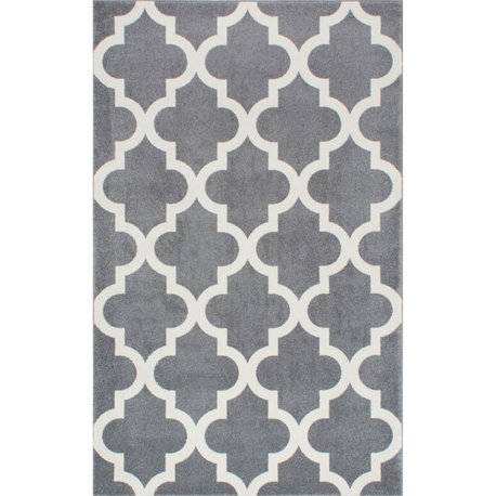 Nuloom Machine Made Vernazza Trellis Pl02 Rug, Grey 5'3"x7'9"