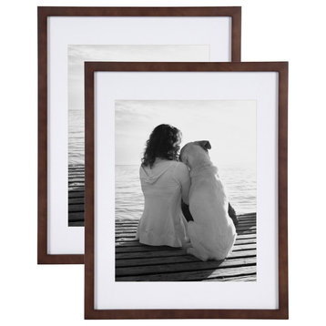 Gallery Wood Picture Frame Set, Walnut Brown 14x18 matted to 11x14